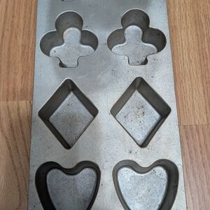 Silver Metal Baking Mold with Card Suit Shapes